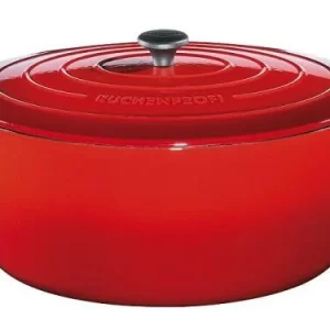 Küchenprofi Bratentopf Oval Aus Gusseisen In Classic Red 33 Cm / 25,5 X 19 Cm / 7,0 Liter / 26 Cm / 39 Cm 7