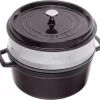 Staub Cocotte Rund Aus Gusseisen Mit Dämpfeinsatz In Grenadine 10