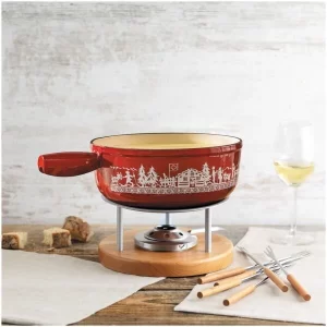 Kuhn Rikon Käsefondue Set Induktion Gusseisen Rot Alpweide 24cm 6